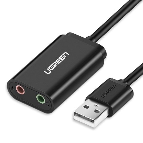 Zewnętrzna karta dźwiękowa muzyczna adapter USB - 3.5mm mini jack kabel 15cm czarny Zewnętrzna karta dźwiękowa muzyczna adapter USB - 3.5mm mini jack kabel 15cm czarny