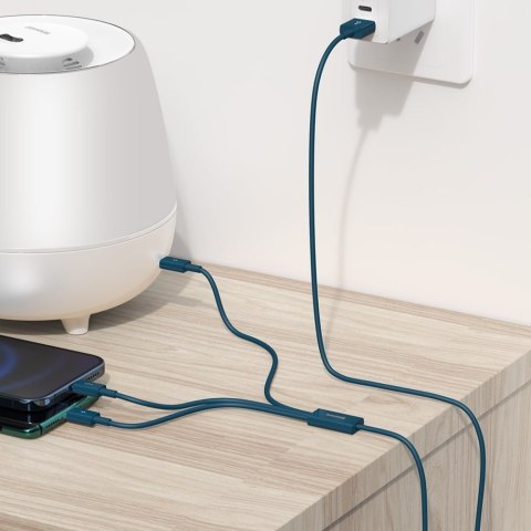 3w1 kabel przewód uniwersalny USB - Lightning / USB-C / micro USB 3.5A 1.5m niebieski 3w1 kabel przewód uniwersalny USB - Lightning / USB-C / micro USB 3.5A 1.5m niebieski