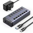 7w1 Wielofunkcyjny HUB rozdzielacz USB-C - 7x USB 3.0 PD DC 12V szary 7w1 Wielofunkcyjny HUB rozdzielacz USB-C - 7x USB 3.0 PD DC 12V szary