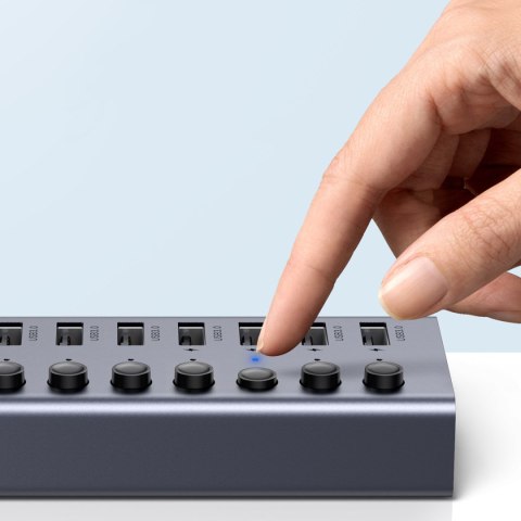 7w1 Wielofunkcyjny HUB rozdzielacz USB-C - 7x USB 3.0 PD DC 12V szary 7w1 Wielofunkcyjny HUB rozdzielacz USB-C - 7x USB 3.0 PD DC 12V szary