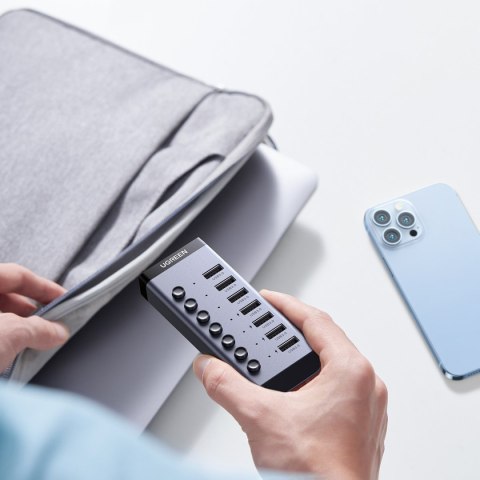 7w1 Wielofunkcyjny HUB rozdzielacz USB-C - 7x USB 3.0 PD DC 12V szary 7w1 Wielofunkcyjny HUB rozdzielacz USB-C - 7x USB 3.0 PD DC 12V szary