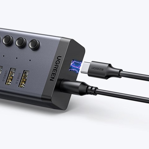 7w1 Wielofunkcyjny HUB rozdzielacz USB-C - 7x USB 3.0 PD DC 12V szary 7w1 Wielofunkcyjny HUB rozdzielacz USB-C - 7x USB 3.0 PD DC 12V szary