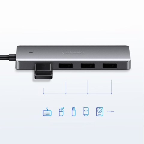 HUB Rozdzielacz USB-C - 4x USB 3.2 z portem zasilania USB-C szary HUB Rozdzielacz USB-C - 4x USB 3.2 z portem zasilania USB-C szary