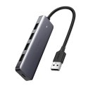 HUB Rozdzielacz portów USB - 4x USB 3.2 z portem zasilania micro USB szary HUB Rozdzielacz portów USB - 4x USB 3.2 z portem zasilania micro USB szary
