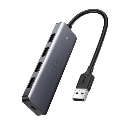 HUB Rozdzielacz portów USB - 4x USB 3.2 z portem zasilania micro USB szary HUB Rozdzielacz portów USB - 4x USB 3.2 z portem zasilania micro USB szary