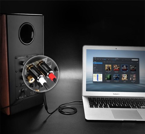 Kabel przewód audio 3.5mm mini jack - 2RCA 2m czarny Kabel przewód audio 3.5mm mini jack - 2RCA 2m czarny