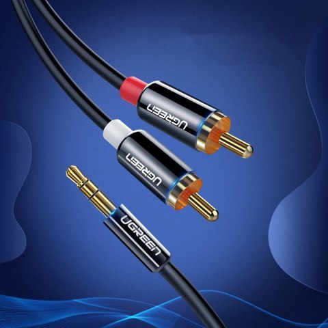 Kabel przewód audio 3.5mm mini jack - 2RCA 2m czarny Kabel przewód audio 3.5mm mini jack - 2RCA 2m czarny
