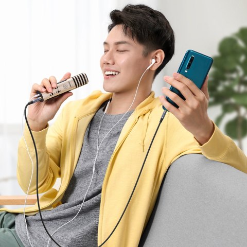 Kabel przewód audio AUX mini jack 3.5mm męski 2m czarny Kabel przewód audio AUX mini jack 3.5mm męski 2m czarny