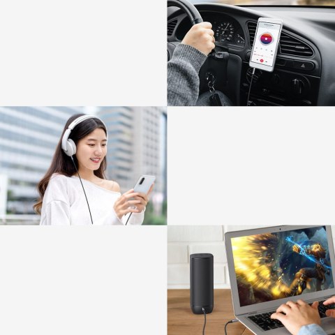 Kabel przewód audio AUX mini jack 3.5mm męski 2m czarny Kabel przewód audio AUX mini jack 3.5mm męski 2m czarny