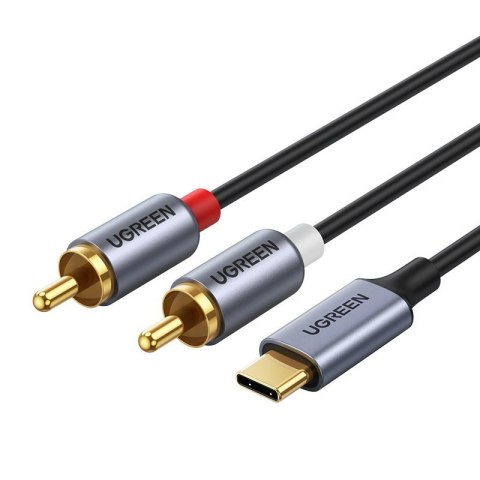 Kabel przewód audio dźwiękowy USB-C męski - 2RCA męski 1.5m szary Kabel przewód audio dźwiękowy USB-C męski - 2RCA męski 1.5m szary