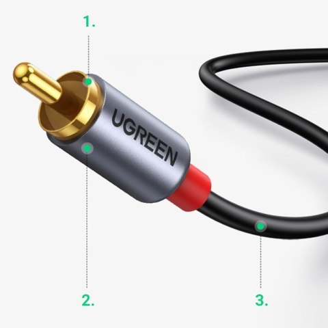 Kabel przewód audio dźwiękowy USB-C męski - 2RCA męski 1.5m szary Kabel przewód audio dźwiękowy USB-C męski - 2RCA męski 1.5m szary