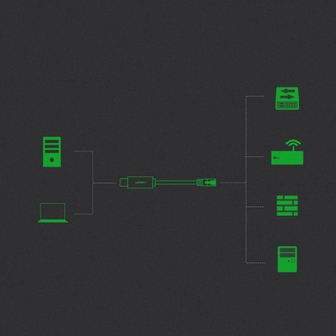 Kabel przewód konsolowy przejściówka USB - RJ45 skrętka ethernet 1.5m czarny