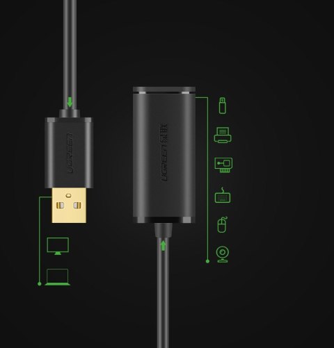 Przedłużacz kabel aktywny USB 2.0 480Mbps 10m czarny Przedłużacz kabel aktywny USB 2.0 480Mbps 10m czarny