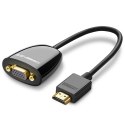Przejściówka adapter przewód z HDMI męski do VGA żeński FHD czarny Przejściówka adapter przewód z HDMI męski do VGA żeński FHD czarny