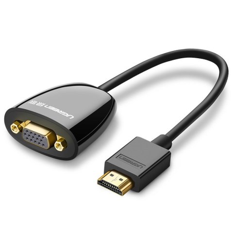 Przejściówka adapter przewód z HDMI męski do VGA żeński FHD czarny Przejściówka adapter przewód z HDMI męski do VGA żeński FHD czarny