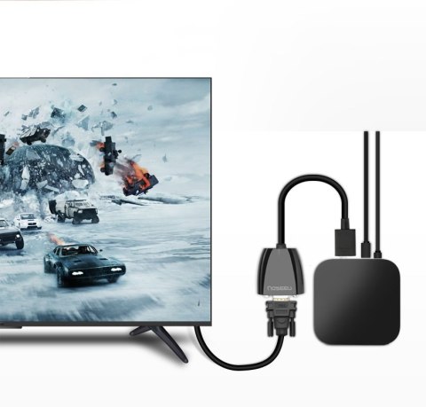 Przejściówka adapter przewód z HDMI męski do VGA żeński FHD czarny Przejściówka adapter przewód z HDMI męski do VGA żeński FHD czarny