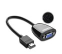 Przejściówka adapter przewód z HDMI męski do VGA żeński FHD czarny Przejściówka adapter przewód z HDMI męski do VGA żeński FHD czarny