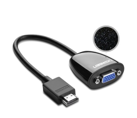 Przejściówka adapter przewód z HDMI męski do VGA żeński FHD czarny Przejściówka adapter przewód z HDMI męski do VGA żeński FHD czarny