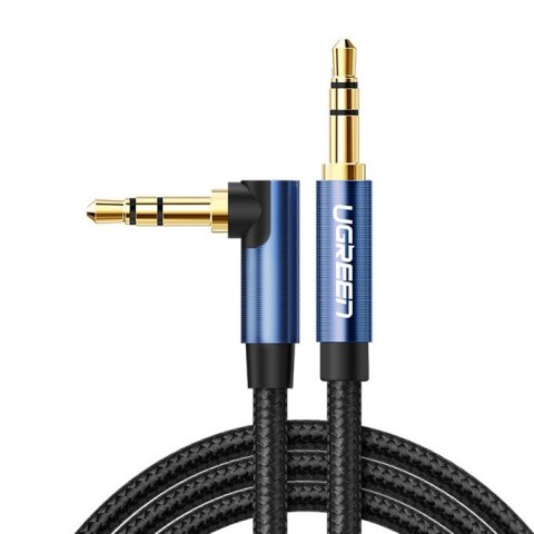 Przewód kabel kątowy AUX 2x mini jack 3.5mm 1.5m niebieski Przewód kabel kątowy AUX 2x mini jack 3.5mm 1.5m niebieski