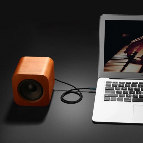 Przewód kabel kątowy AUX 2x mini jack 3.5mm 1.5m niebieski Przewód kabel kątowy AUX 2x mini jack 3.5mm 1.5m niebieski