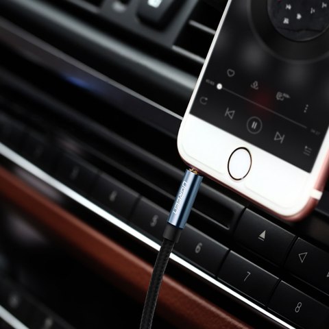 Przewód kabel kątowy AUX 2x mini jack 3.5mm 1.5m niebieski Przewód kabel kątowy AUX 2x mini jack 3.5mm 1.5m niebieski