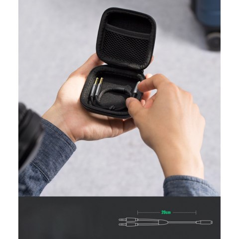 Rozdzielacz kabla AUX 3.5 mm żeński do słuchawek i mikrofonu męski 20cm czarny Rozdzielacz kabla AUX 3.5 mm żeński do słuchawek i mikrofonu męski 20cm czarny