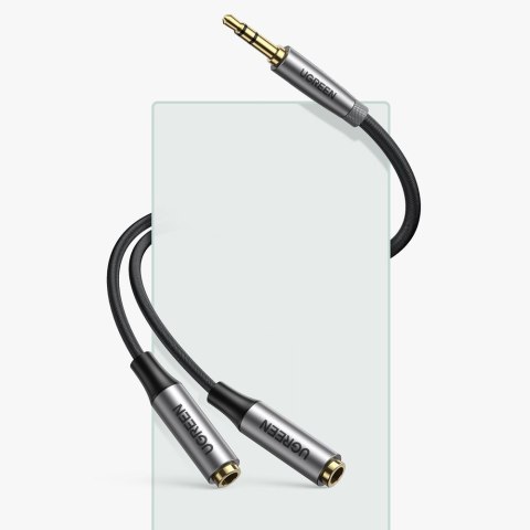Rozdzielacz na 2x przewód kabel AUX 3.5mm mini jack 0.2m czarny Rozdzielacz na 2x przewód kabel AUX 3.5mm mini jack 0.2m czarny
