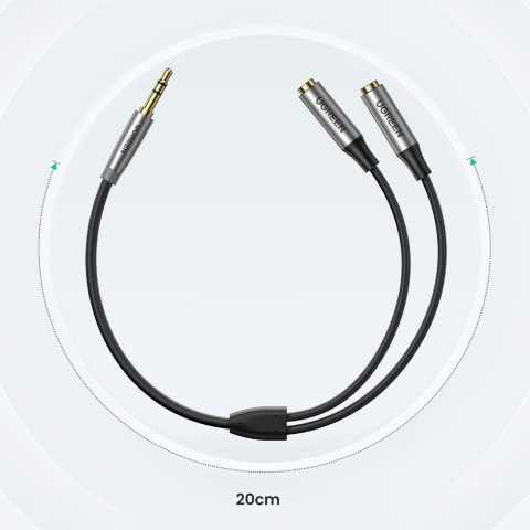 Rozdzielacz na 2x przewód kabel AUX 3.5mm mini jack 0.2m czarny Rozdzielacz na 2x przewód kabel AUX 3.5mm mini jack 0.2m czarny