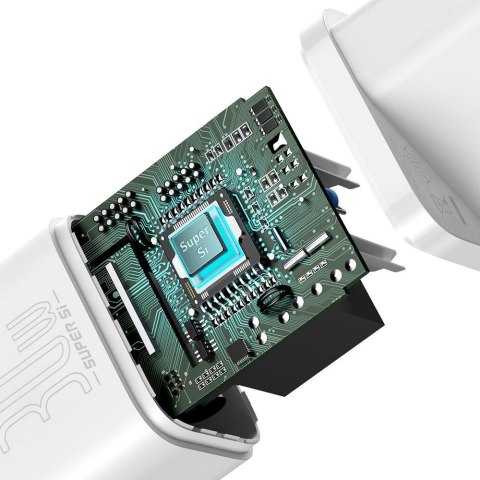 Super szybka ładowarka sieciowa Si 1C USB-C 30W PD QC biały Super szybka ładowarka sieciowa Si 1C USB-C 30W PD QC biały