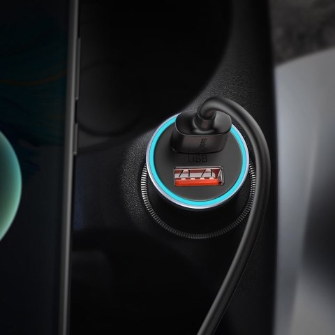 Szybka ładowarka samochodowa 2x USB 40W QC SCP FCP AFC + kabel USB-C szary Szybka ładowarka samochodowa 2x USB 40W QC SCP FCP AFC + kabel USB-C szary