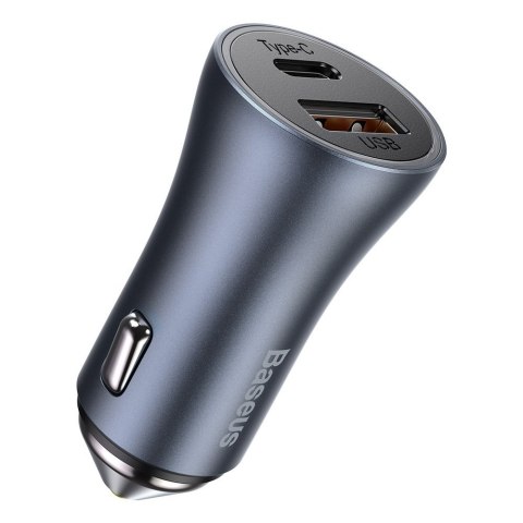 Szybka ładowarka samochodowa 40W PD QC USB-C / USB + kabel USB-C szary Szybka ładowarka samochodowa 40W PD QC USB-C / USB + kabel USB-C szary