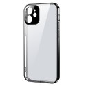 Ultra cienkie przezroczyste etui z metaliczną ramką do iPhone 12 mini czarny Ultra cienkie przezroczyste etui z metaliczną ramką do iPhone 12 mini czarny