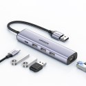 Wielofunkcyjny HUB adapter rozdzielacz USB 3.0 - 3x USB Ethernet RJ-45 USB-C PD szary Wielofunkcyjny HUB adapter rozdzielacz USB 3.0 - 3x USB Ethernet RJ-45 USB-C PD szary