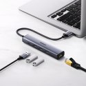 Wielofunkcyjny HUB adapter rozdzielacz USB 3.0 - 3x USB Ethernet RJ-45 USB-C PD szary Wielofunkcyjny HUB adapter rozdzielacz USB 3.0 - 3x USB Ethernet RJ-45 USB-C PD szary