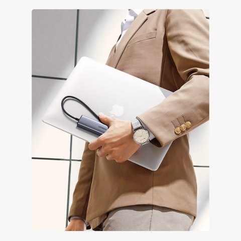 Wielofunkcyjny HUB adapter rozdzielacz USB 3.0 - 3x USB Ethernet RJ-45 USB-C PD szary Wielofunkcyjny HUB adapter rozdzielacz USB 3.0 - 3x USB Ethernet RJ-45 USB-C PD szary