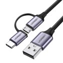 2w1 Kabel przewód w mocnym oplocie USB - microUSB + USB-C 1m 2.4A czarny 2w1 Kabel przewód w mocnym oplocie USB - microUSB + USB-C 1m 2.4A czarny
