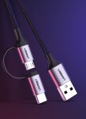 2w1 Kabel przewód w mocnym oplocie USB - microUSB + USB-C 1m 2.4A czarny 2w1 Kabel przewód w mocnym oplocie USB - microUSB + USB-C 1m 2.4A czarny