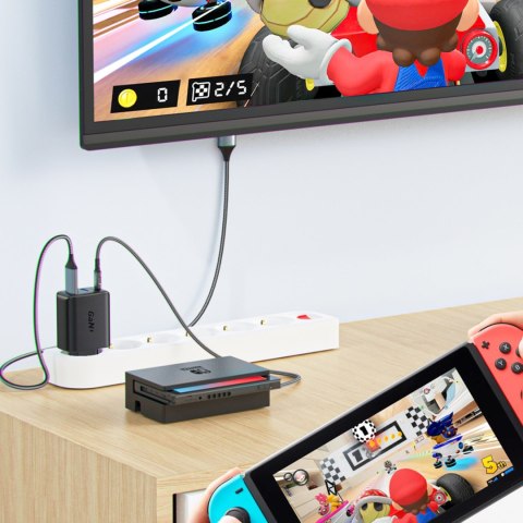 2w1 Ładowarka sieciowa z kablem USB-C + przejściówka adapter USB-C - HDMI 4K biały 2w1 Ładowarka sieciowa z kablem USB-C + przejściówka adapter USB-C - HDMI 4K biały