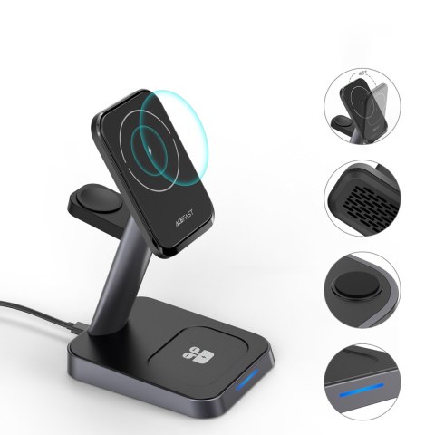 3w1 Ładowarka Qi 15W z uchwytem magnetycznym do iPhone Apple Watch i AirPods czarny 3w1 Ładowarka Qi 15W z uchwytem magnetycznym do iPhone Apple Watch i AirPods czarny