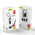 3w1 ładowarka samochodowa USB + wbudowany kabel Lightning USB-C micro USB czarny 3w1 ładowarka samochodowa USB + wbudowany kabel Lightning USB-C micro USB czarny