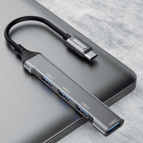 Adapter rozdzielacz HUB z gniazda USB-C na 4x USB czarny szary Adapter rozdzielacz HUB z gniazda USB-C na 4x USB czarny szary