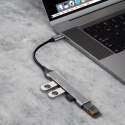 Adapter rozdzielacz HUB z gniazda USB-C na 4x USB czarny szary Adapter rozdzielacz HUB z gniazda USB-C na 4x USB czarny szary