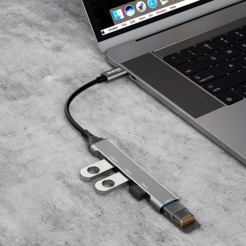 Adapter rozdzielacz HUB z gniazda USB-C na 4x USB czarny szary Adapter rozdzielacz HUB z gniazda USB-C na 4x USB czarny szary