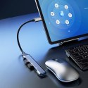 Adapter rozdzielacz HUB z gniazda USB-C na 4x USB czarny szary Adapter rozdzielacz HUB z gniazda USB-C na 4x USB czarny szary