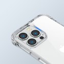 Etui pokrowiec do iPhone 14 Pro Max pancerna obudowa z haczykami podstawką przezroczysty