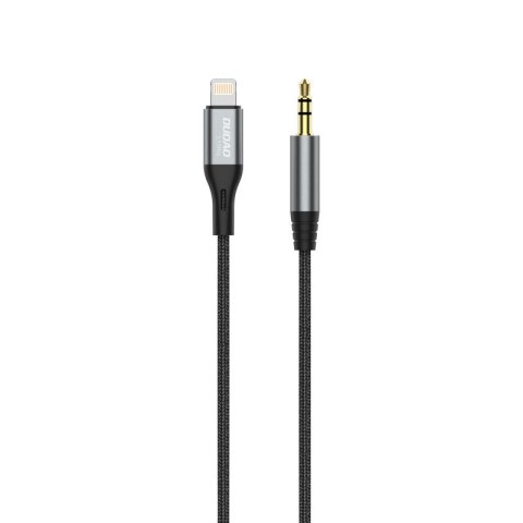 Kabel audio AUX w oplocie bawełnianym iPhone Lightning - mini jack 3.5mm 1m szary Kabel audio AUX w oplocie bawełnianym iPhone Lightning - mini jack 3.5mm 1m szary