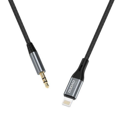 Kabel audio AUX w oplocie bawełnianym iPhone Lightning - mini jack 3.5mm 1m szary Kabel audio AUX w oplocie bawełnianym iPhone Lightning - mini jack 3.5mm 1m szary
