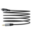 Kabel audio AUX w oplocie bawełnianym iPhone Lightning - mini jack 3.5mm 1m szary Kabel audio AUX w oplocie bawełnianym iPhone Lightning - mini jack 3.5mm 1m szary