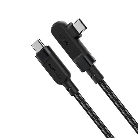 Kabel przewód kątowy w oplocie USB-C 100W 20V 5A 2m czarny Kabel przewód kątowy w oplocie USB-C 100W 20V 5A 2m czarny