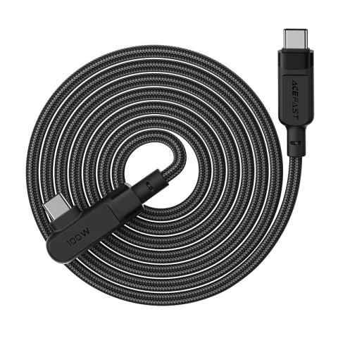 Kabel przewód kątowy w oplocie USB-C 100W 20V 5A 2m czarny Kabel przewód kątowy w oplocie USB-C 100W 20V 5A 2m czarny